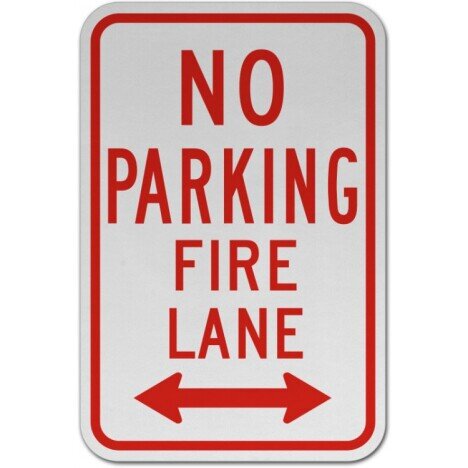 No Parking Fire Lane Double Arrow Sign